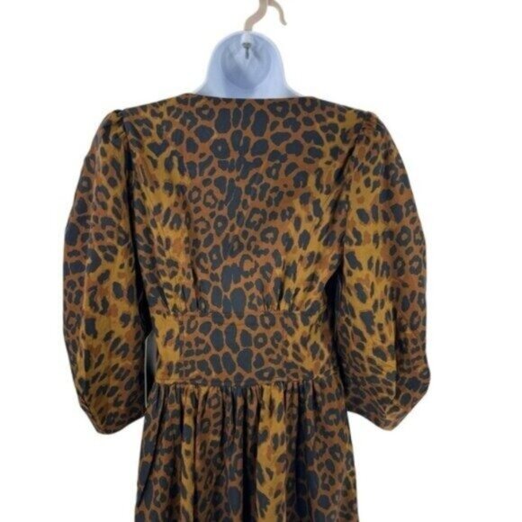 Tuckernuck NEW Leopard Graciela Puff Sleeve Square Neck Midi Dress Size 14 - Picture 7 of 8